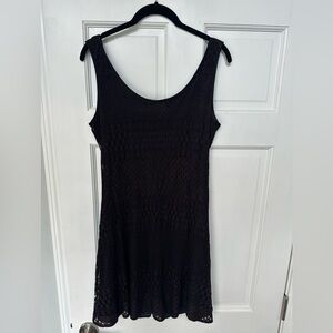 Black Crochet Sleeveless Mini Dress